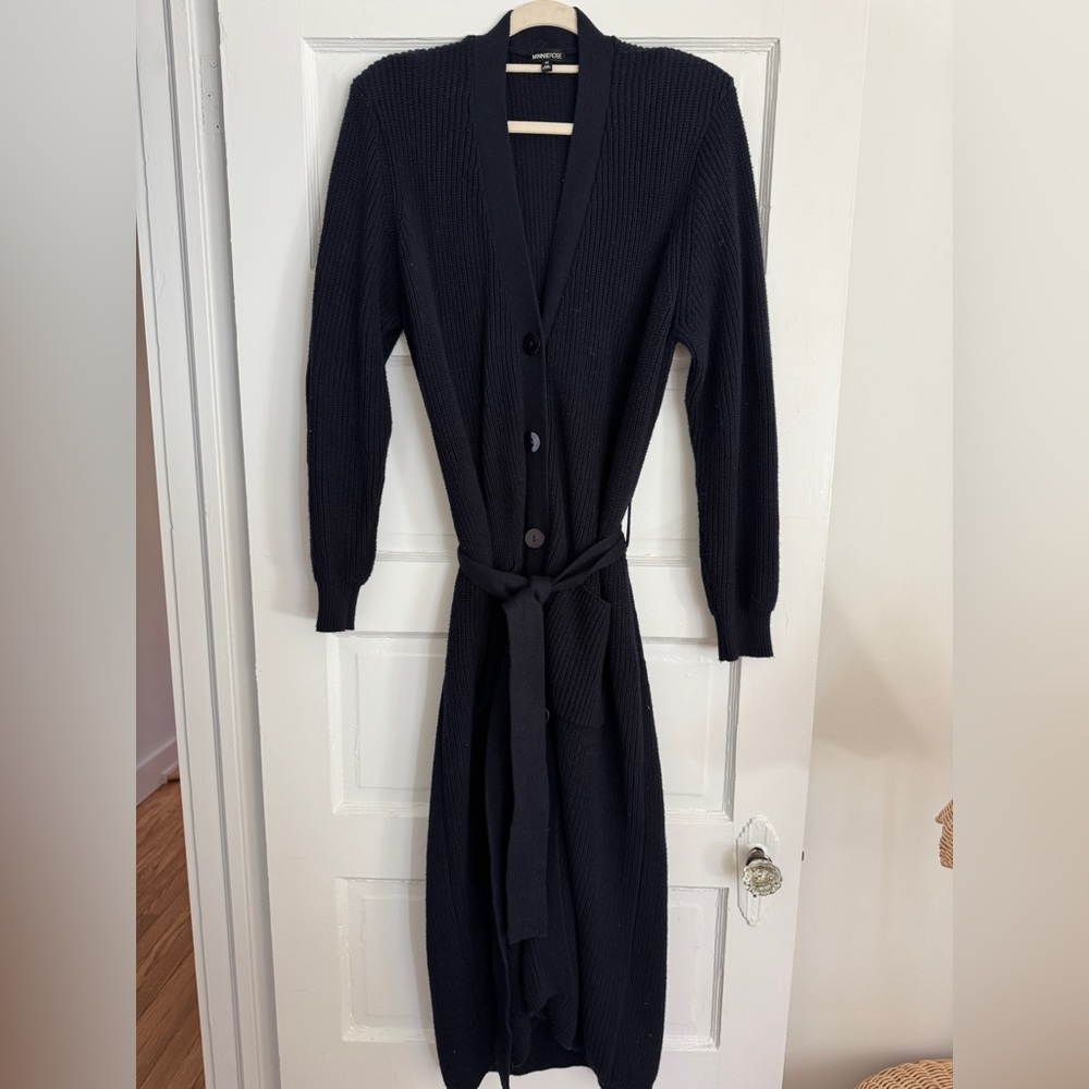 Minnie Rose Navy Belted Cardigan Duster